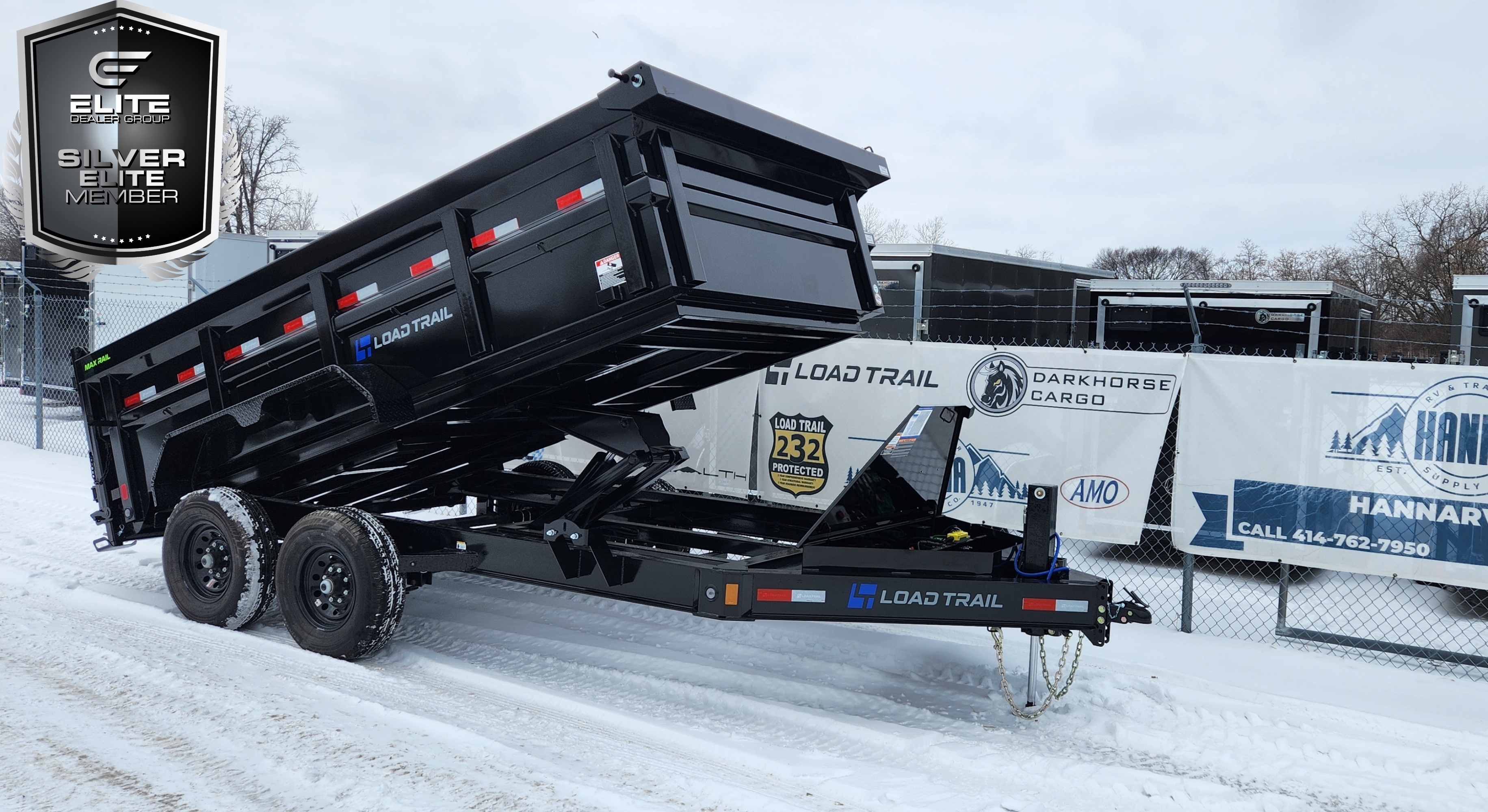 Load Trail 83X 16 Tandem Axle 14K Lb Low Profile Dump Trailer with Hydraulic Jack and 7 Gauge Floor- 36" Sides